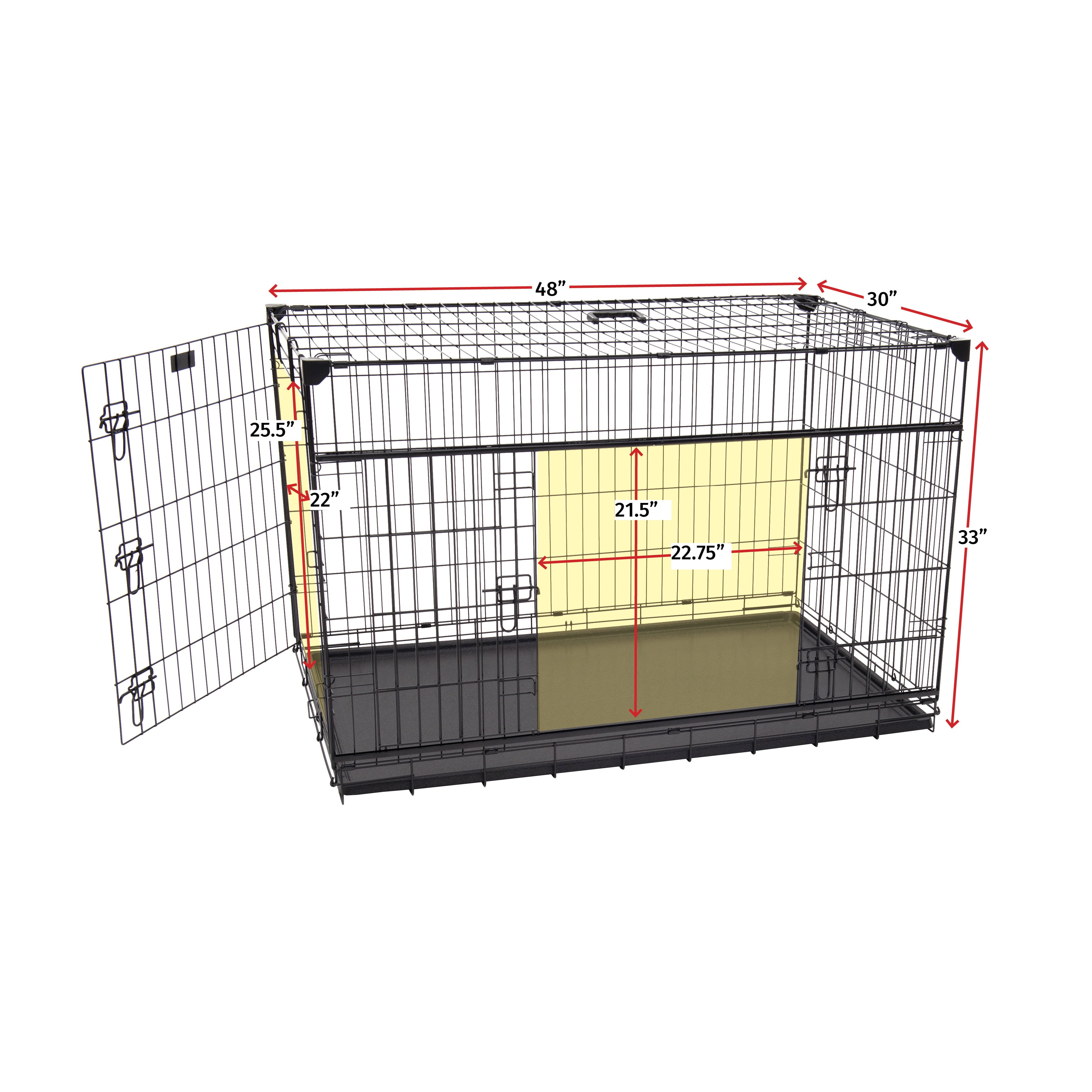 Lucky Dog Sliding Double-Door Dog Crate， X-Large， 48