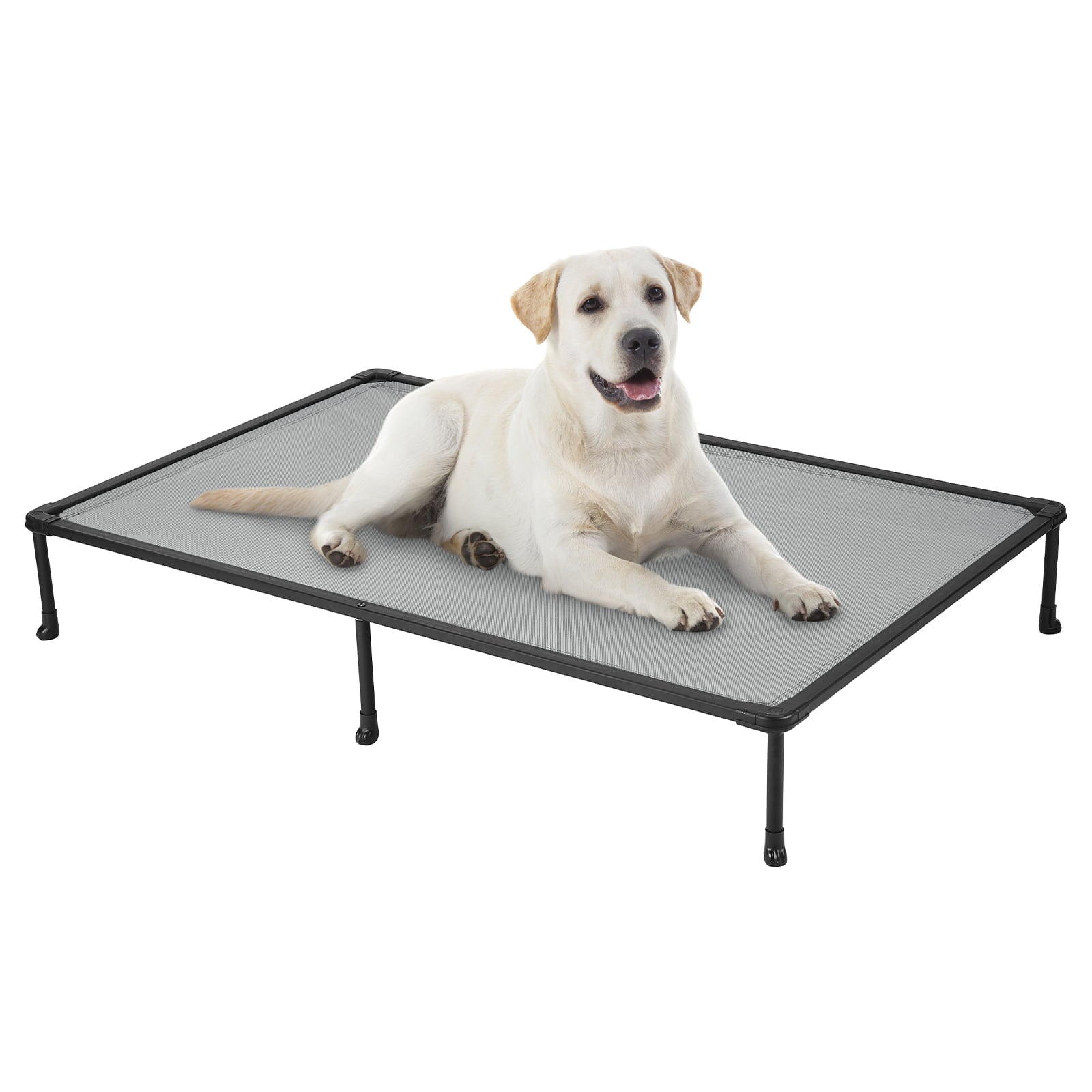 Veehoo Chewproof Dog Bed， Cooling Raised Dog Cots with Black Metal Frame， XX Large， Silver Grey