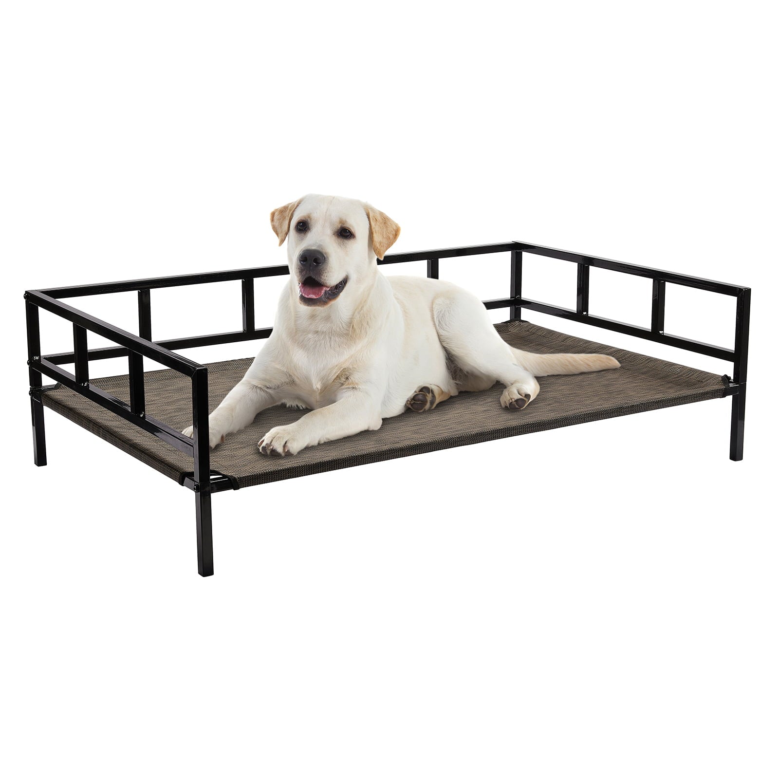 Veehoo Metal Elevated Dog Bed， Cooling Raised Pet Cot with Washable Mesh， X Large， Brown