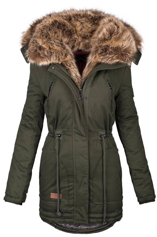 Warm ladies winter parka long jacket Pink