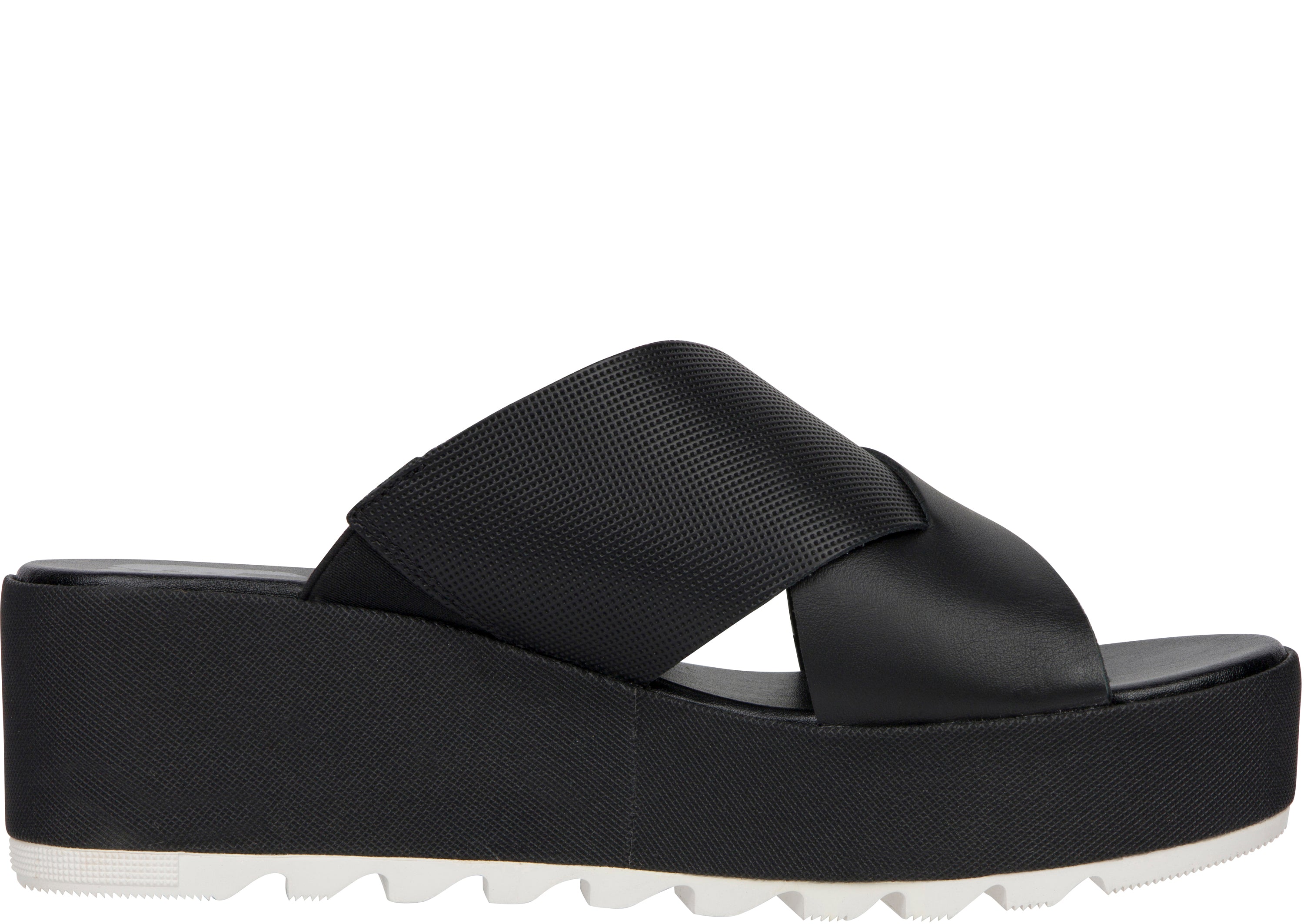 Sorel Womens Cameron Flatform Mule Black Sea Salt