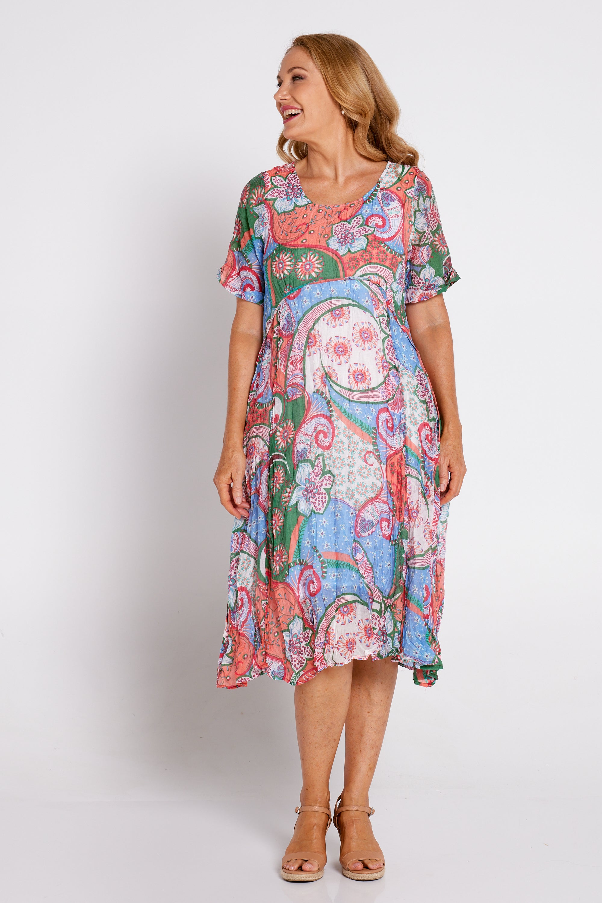 Waterhouse Dress - Melon/Sky Paisley