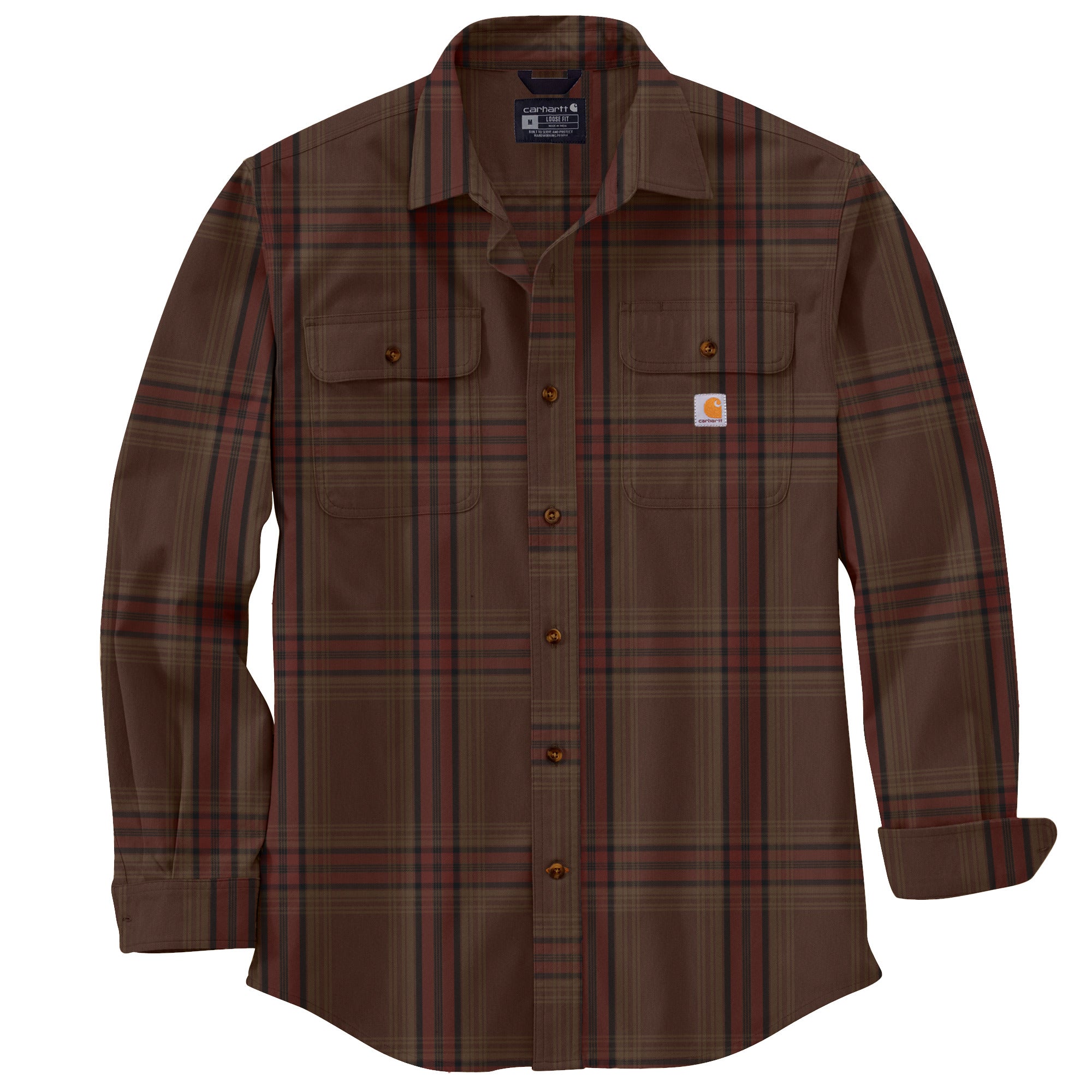 Carhartt Men's Loose Fit Heavyweight Button-Down Long Sleeve Flannel Plaid Shirt