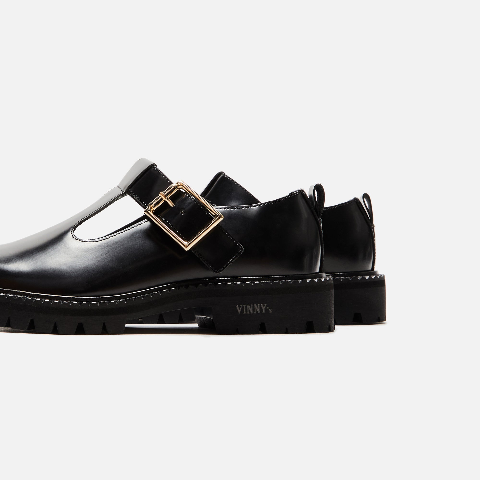 VINNY's Maree T-Strap - Derby Black / Polido Leather