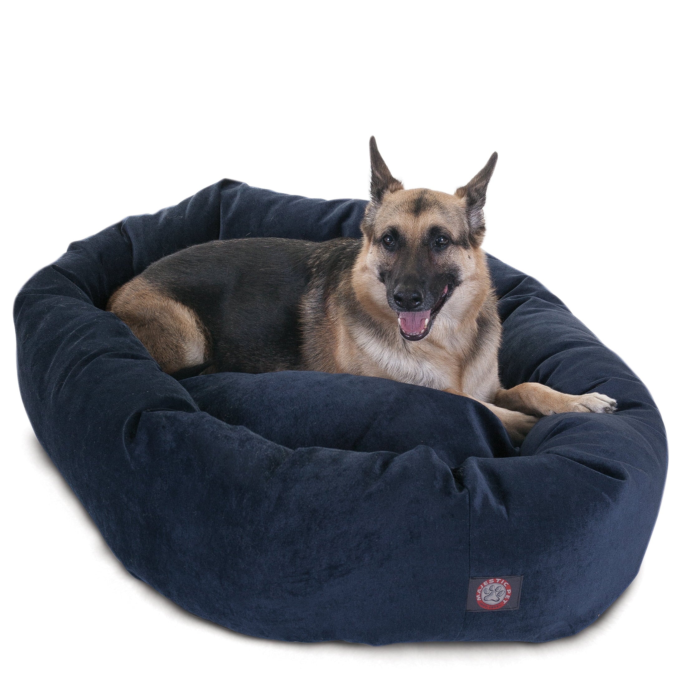 Majestic Pet | Villa Velvet Bagel Pet Bed For Dogs， Navy， Extra Large