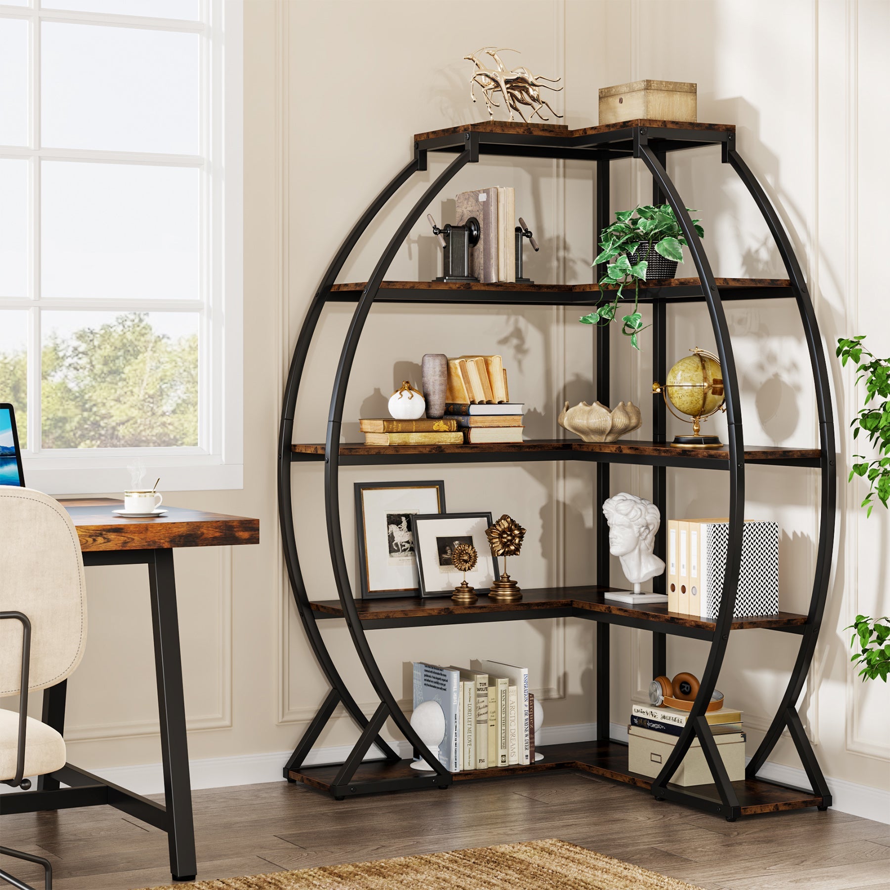 5-Tier Corner Bookshelf, Industrial 69