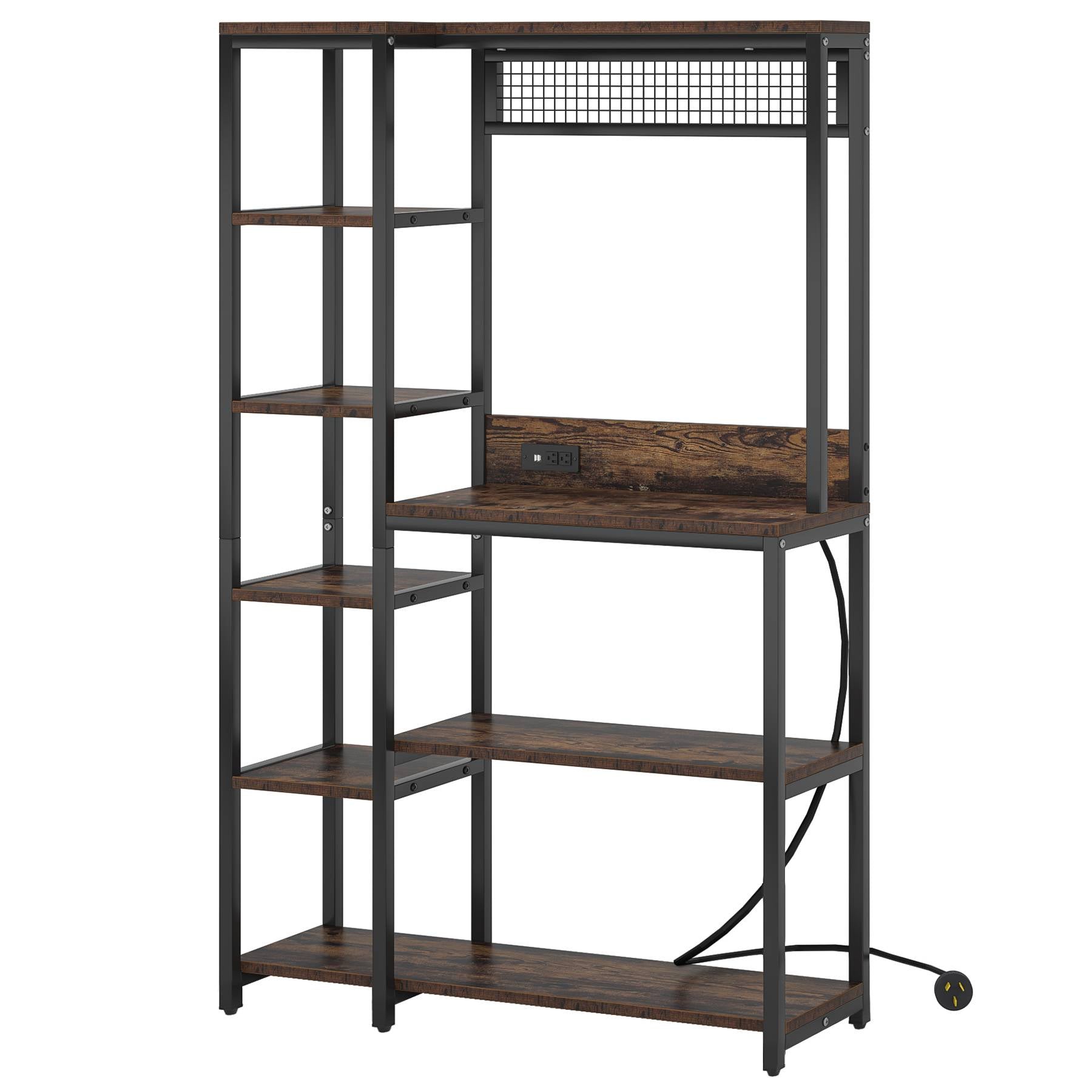 8-Tier Kitchen Baker's Rack with Power Outlets, Microwave Oven Stand