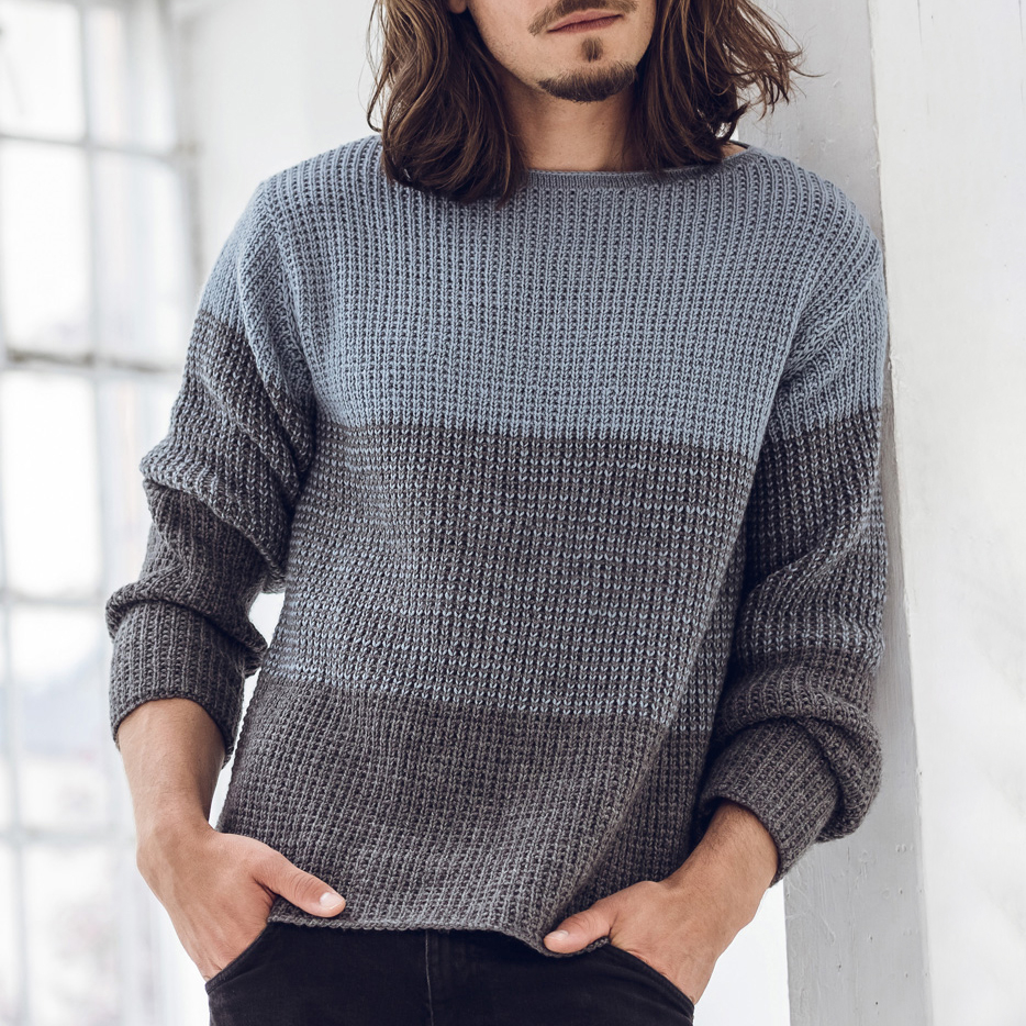 Men's Contrast Knit Sweater