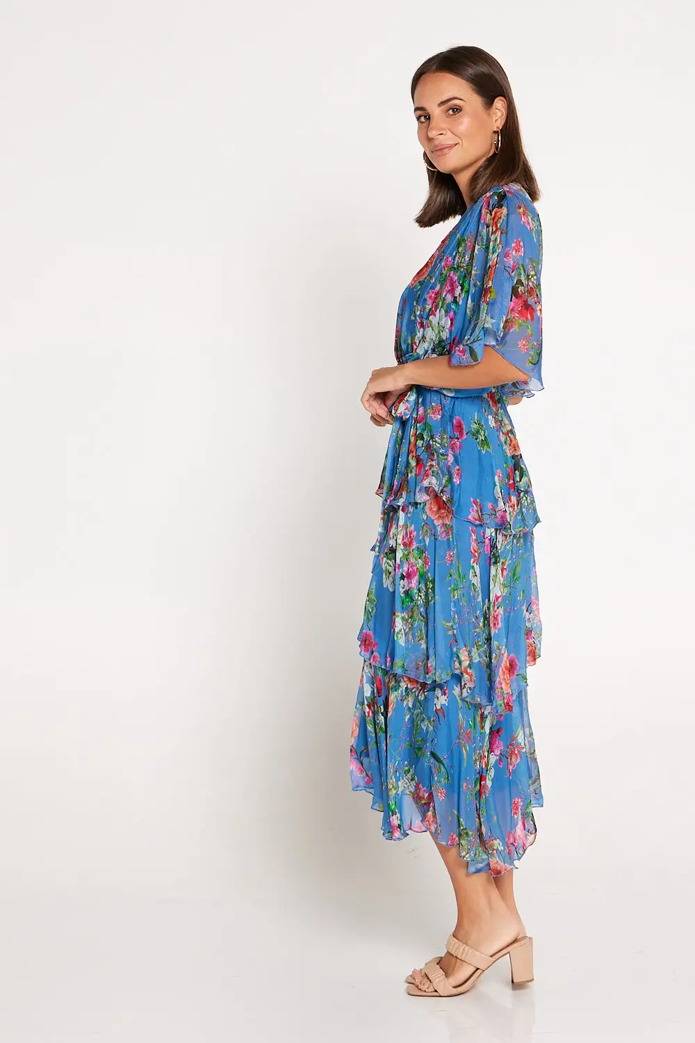 Loira Silk Dress - Jeans Blue Floral