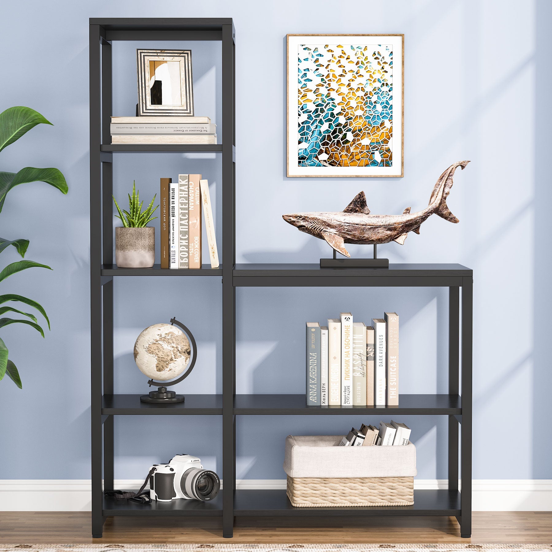 Ladder Bookshelf, 5-Tier Etagere Bookcase Display Rack for Home Office