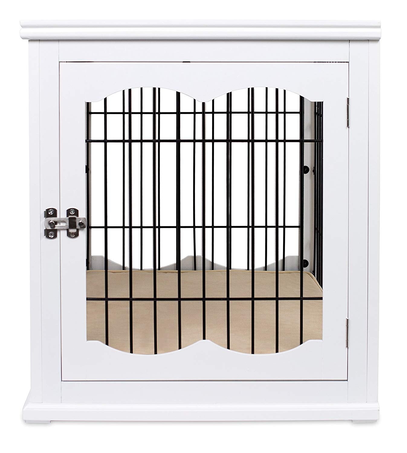 Internet's Best Double-Door Wooden Wire Dog Crate Side Table， White， Small， 32
