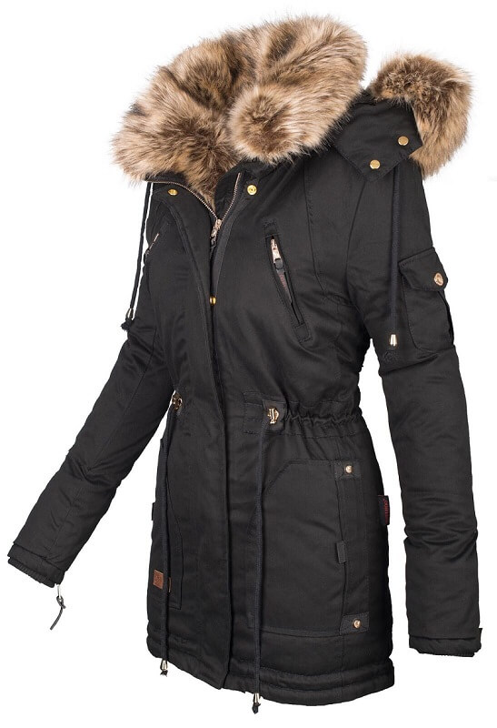 Warm ladies winter parka long jacket Pink