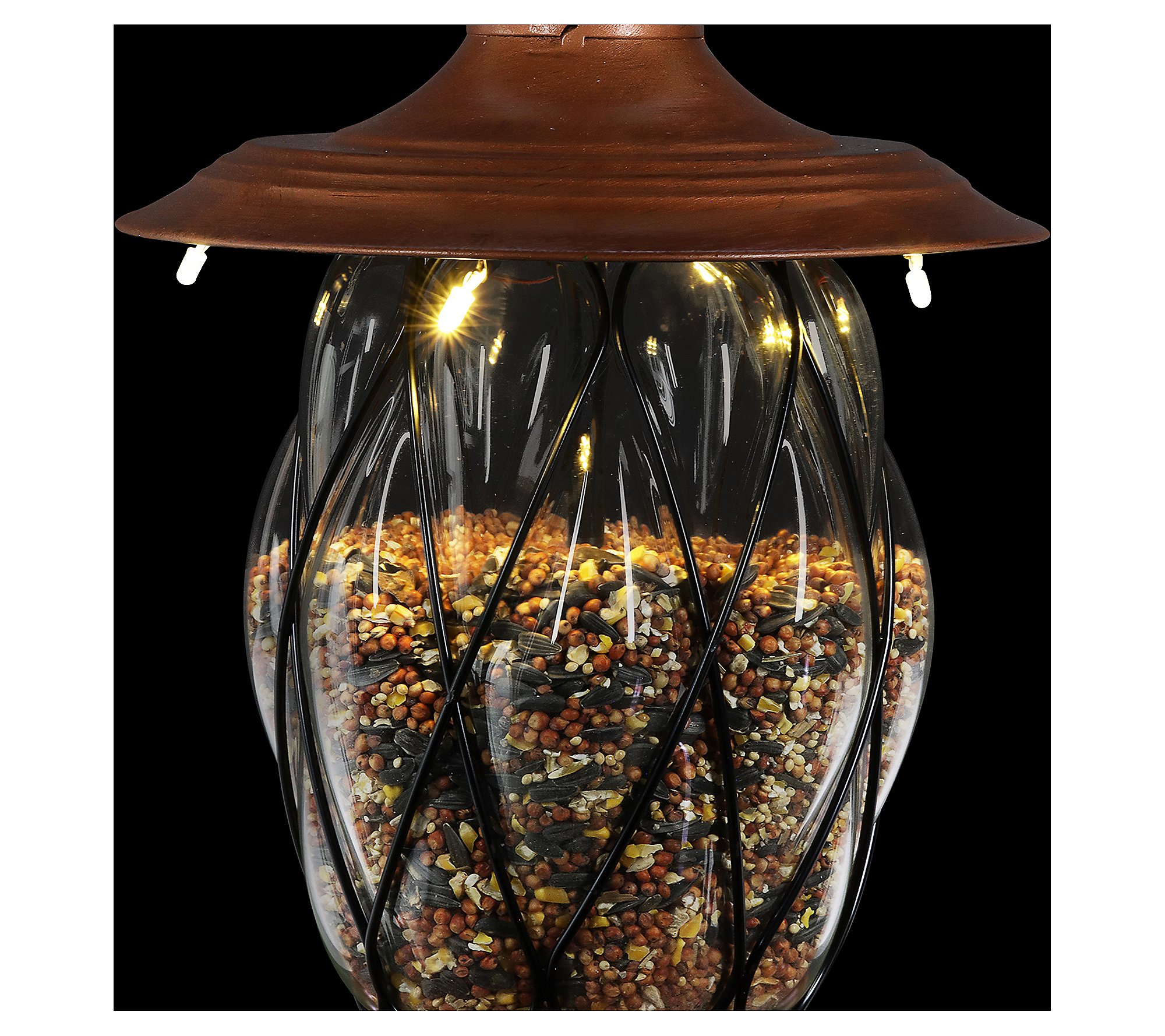 Exhart Solar Metal and Glass Bird Feeder