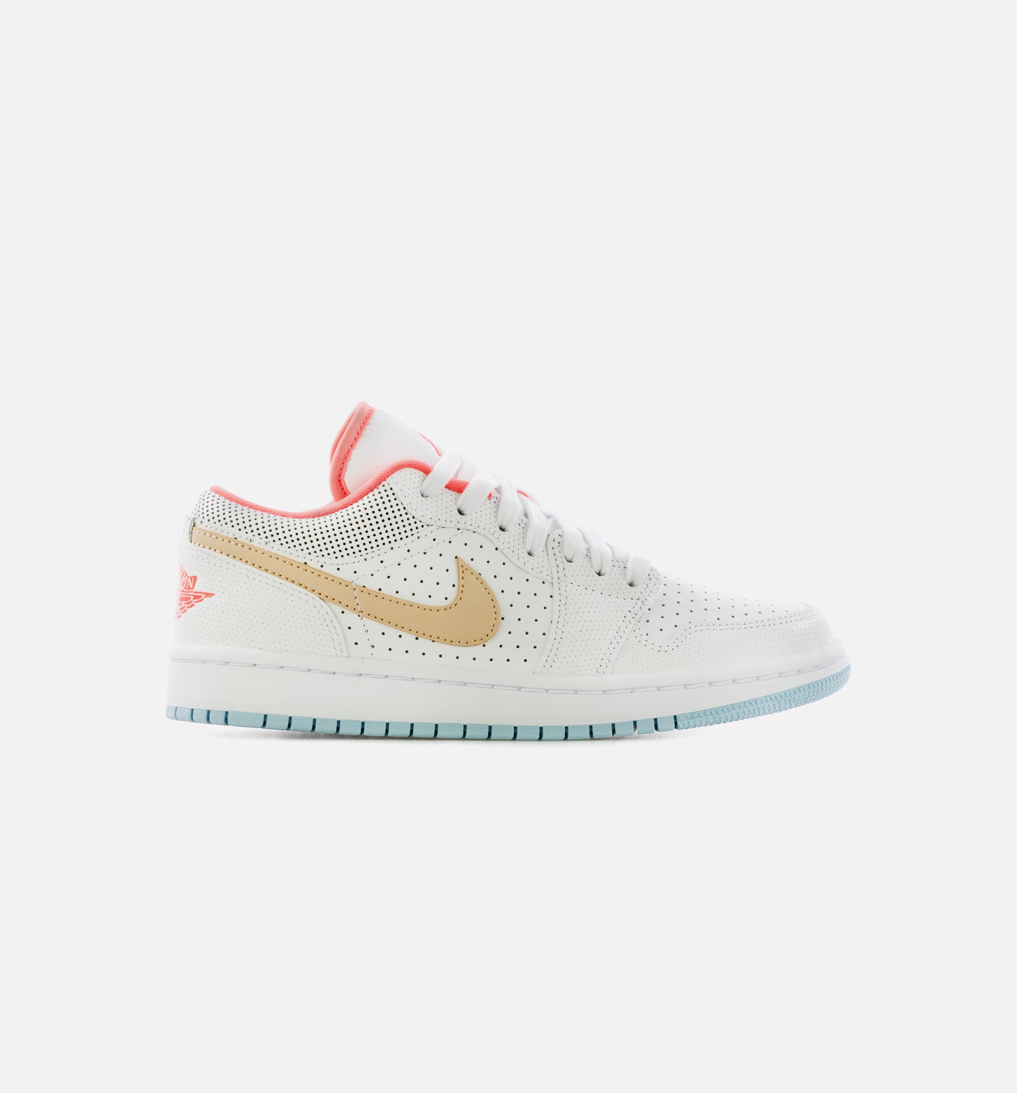 Air Jordan 1 Low White Sesame Womens Lifestyle Shoe - White/Sesame/Flash Crimson/Psychic Blue