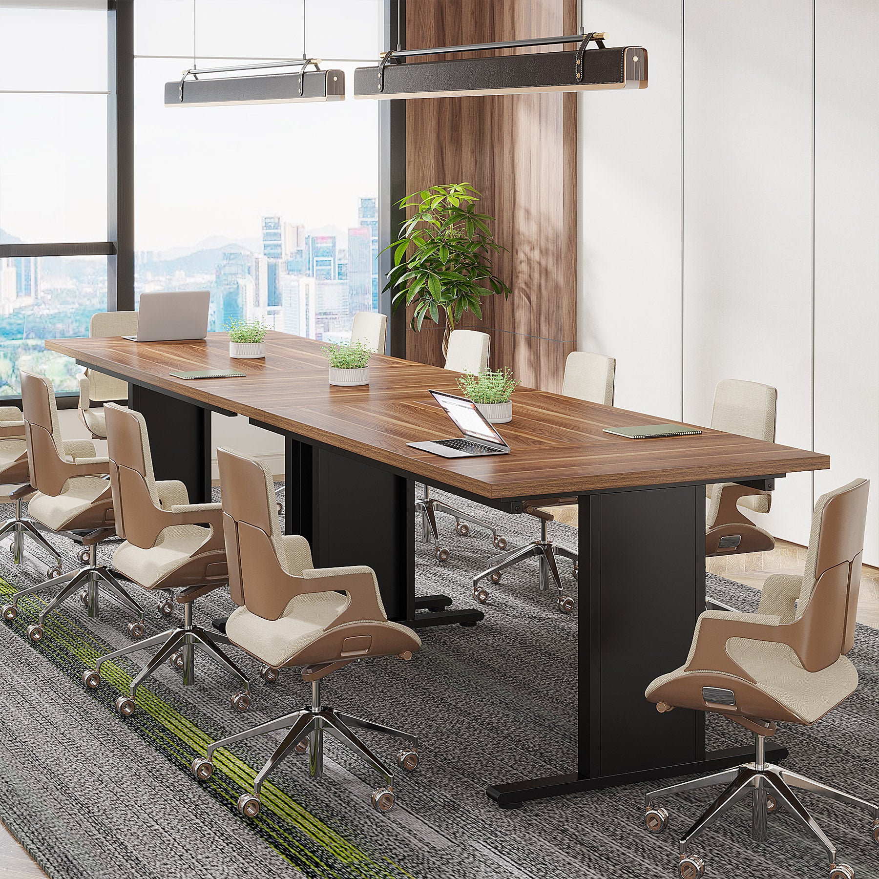 6FT Conference Table, 62.99” Rectangular Meeting Table Boardroom Desk