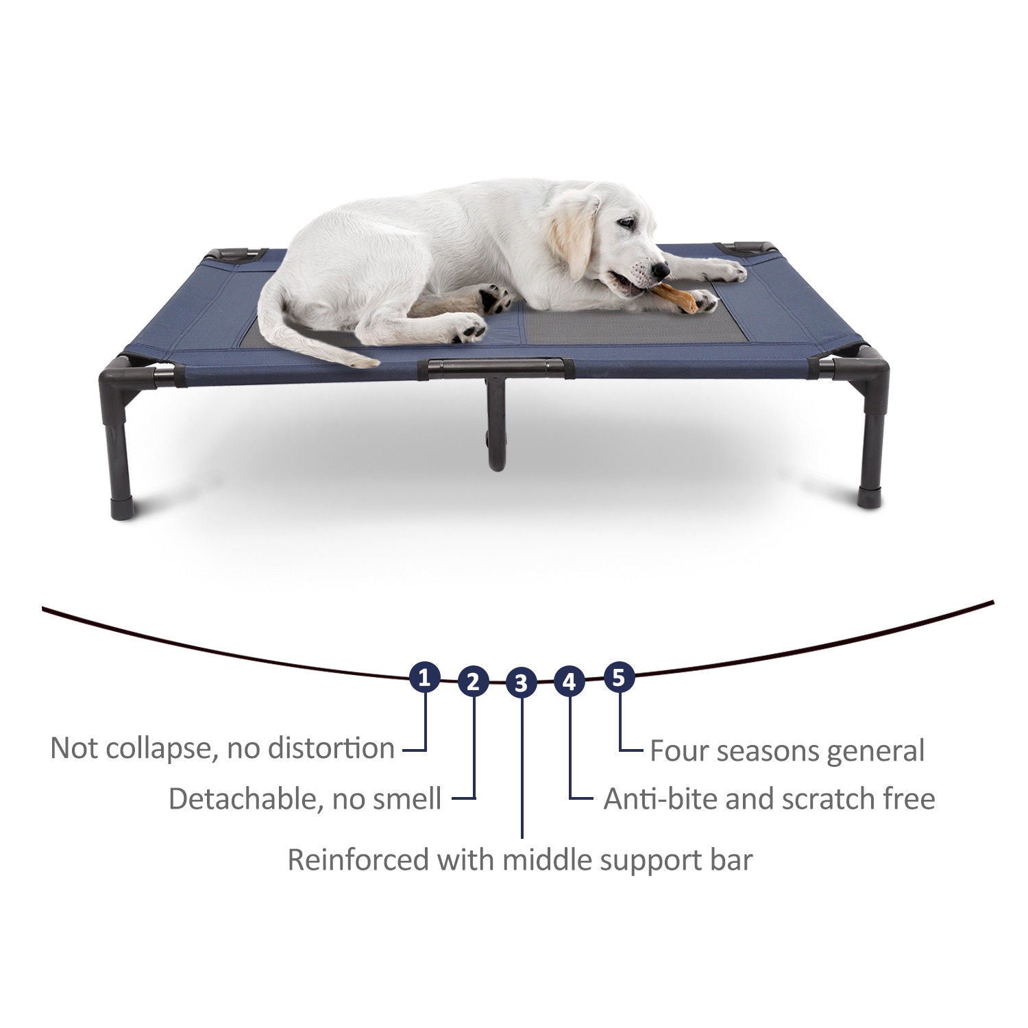 Pawhut Elevated Cooling Summer Pet Bed With Mesh Ventilation， Blue， 36