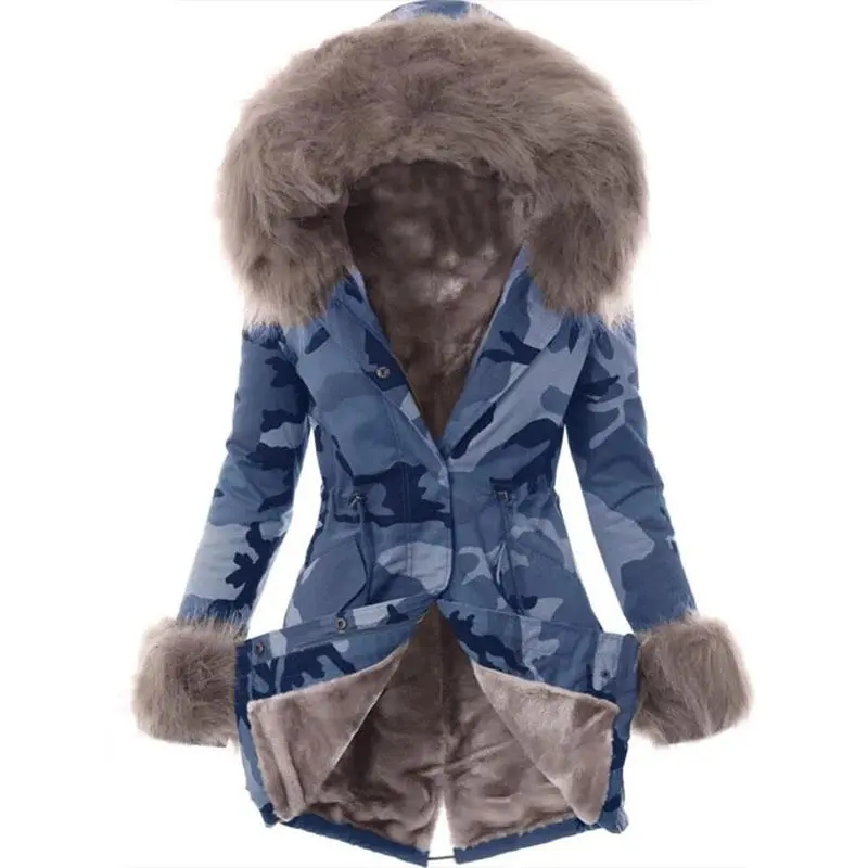 Camo Hooded Parka Warm Coat