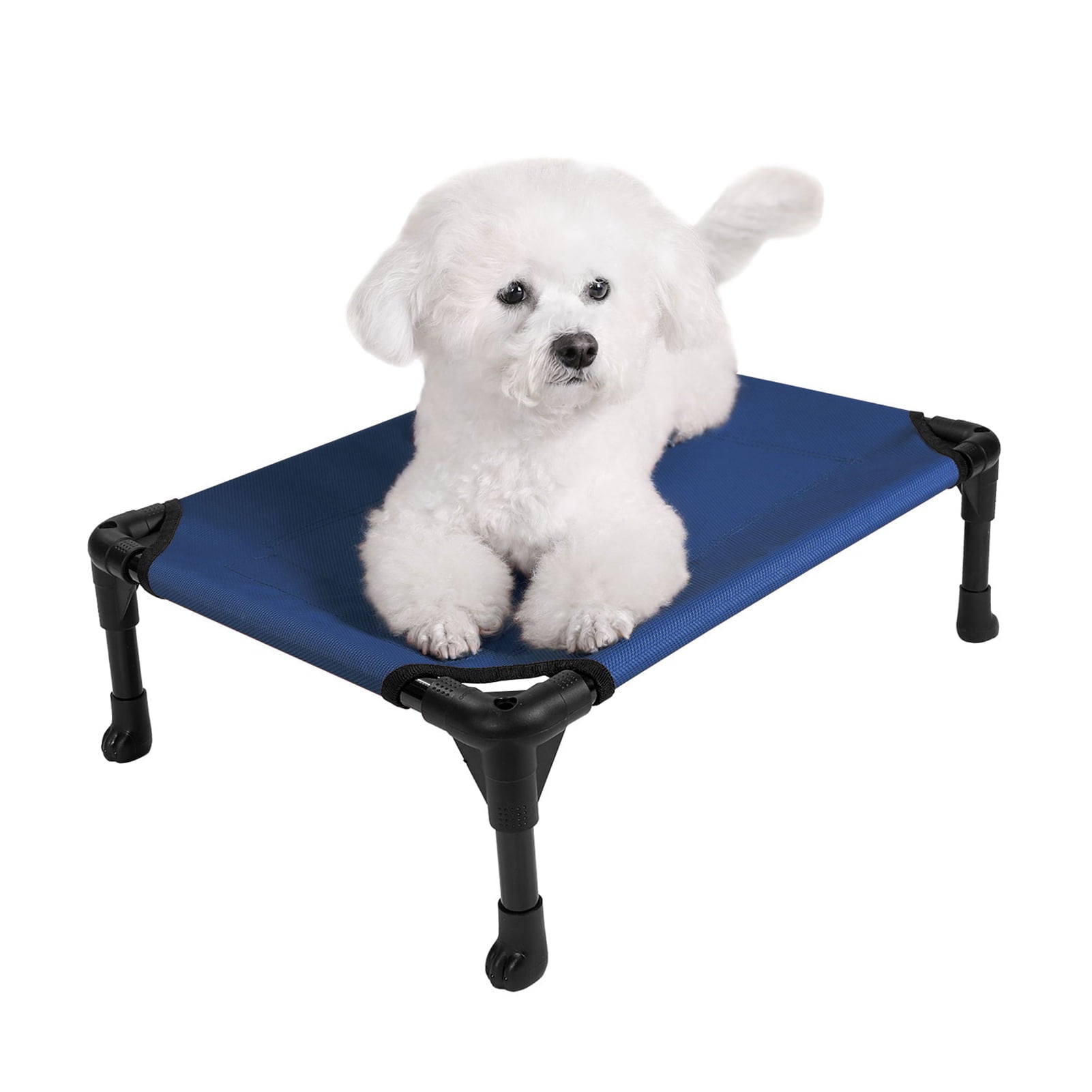 Veehoo Cooling Elevated Dog Bed， Portable Raised Pet Cot with Washable Mesh， Small， Blue
