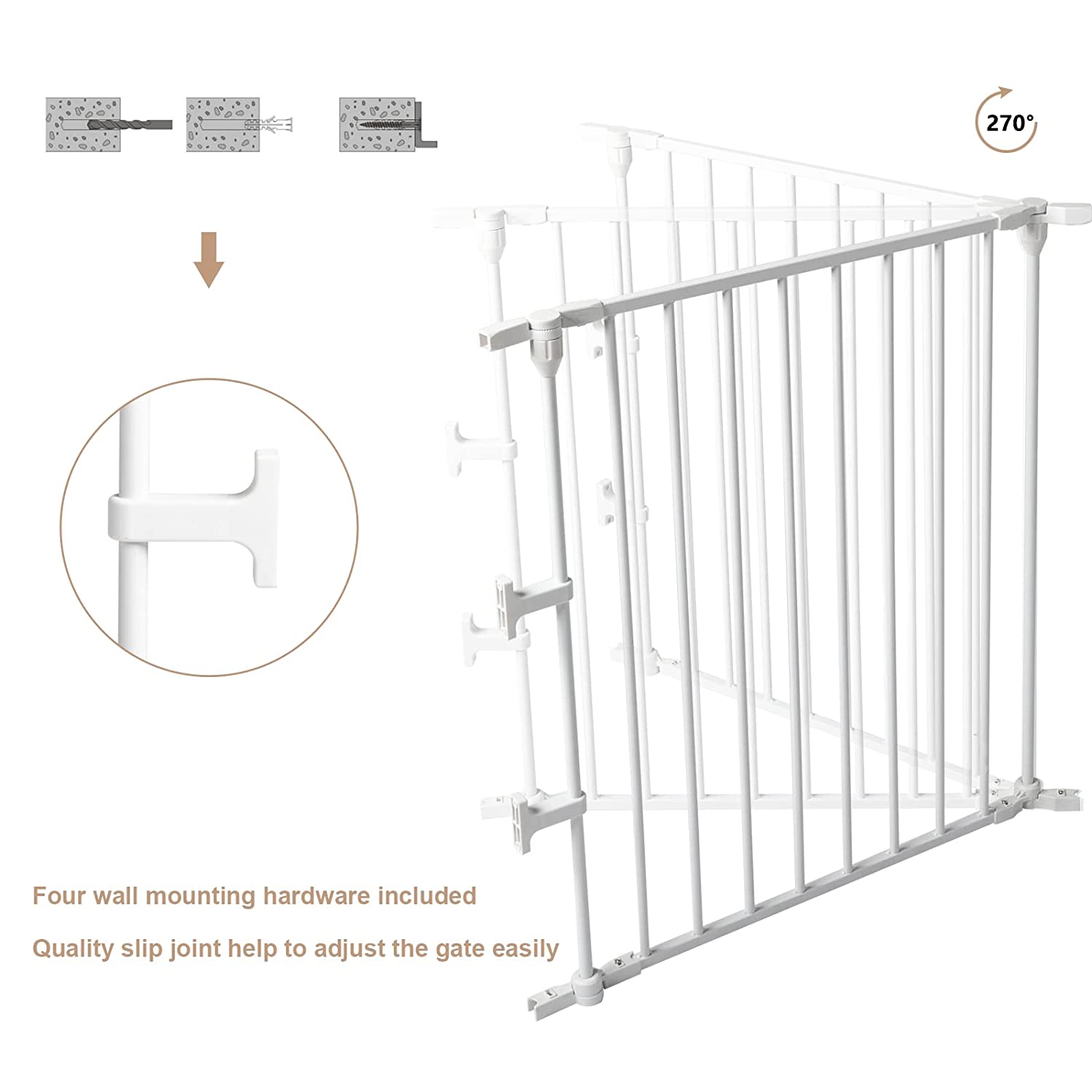 74-Inch Versatile Safety Gate Metal Baby Pet Gate Configurable Dog Barrier - Ideal for Wide Door Openings， Stairways， Doorways (25.39