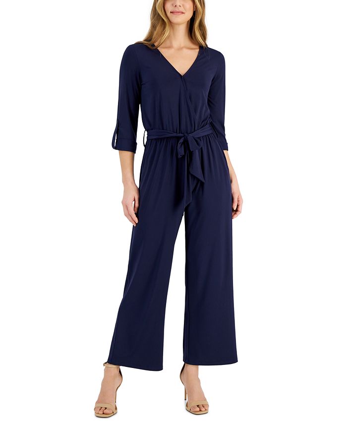 Women's Surplice Tab-Sleeve Jumpsuit