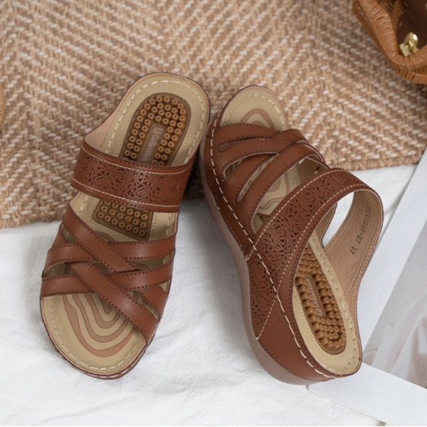 2022 Beach Stitch Massage Grain Wedge Sandals