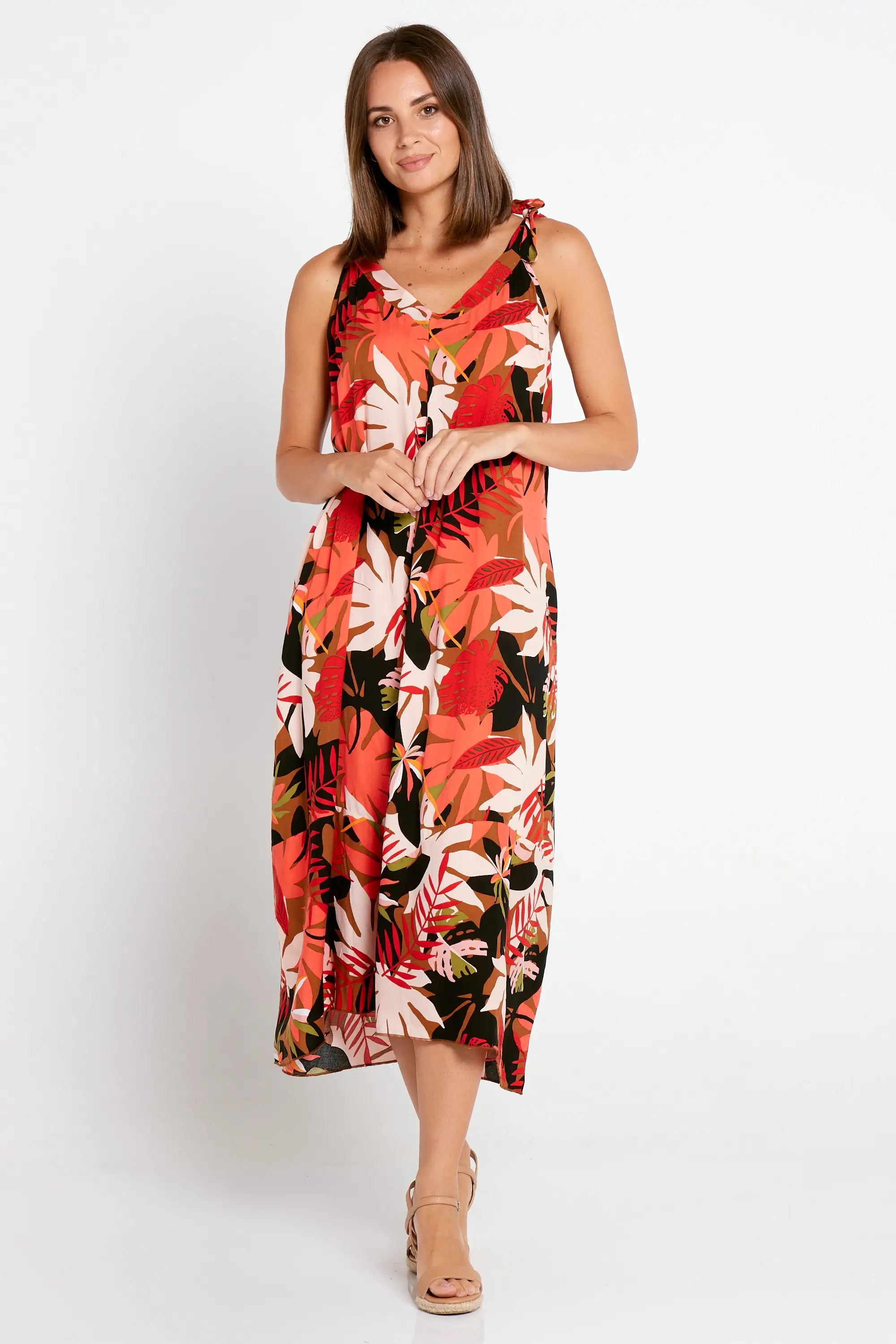Daintree Dress - Red Botanical