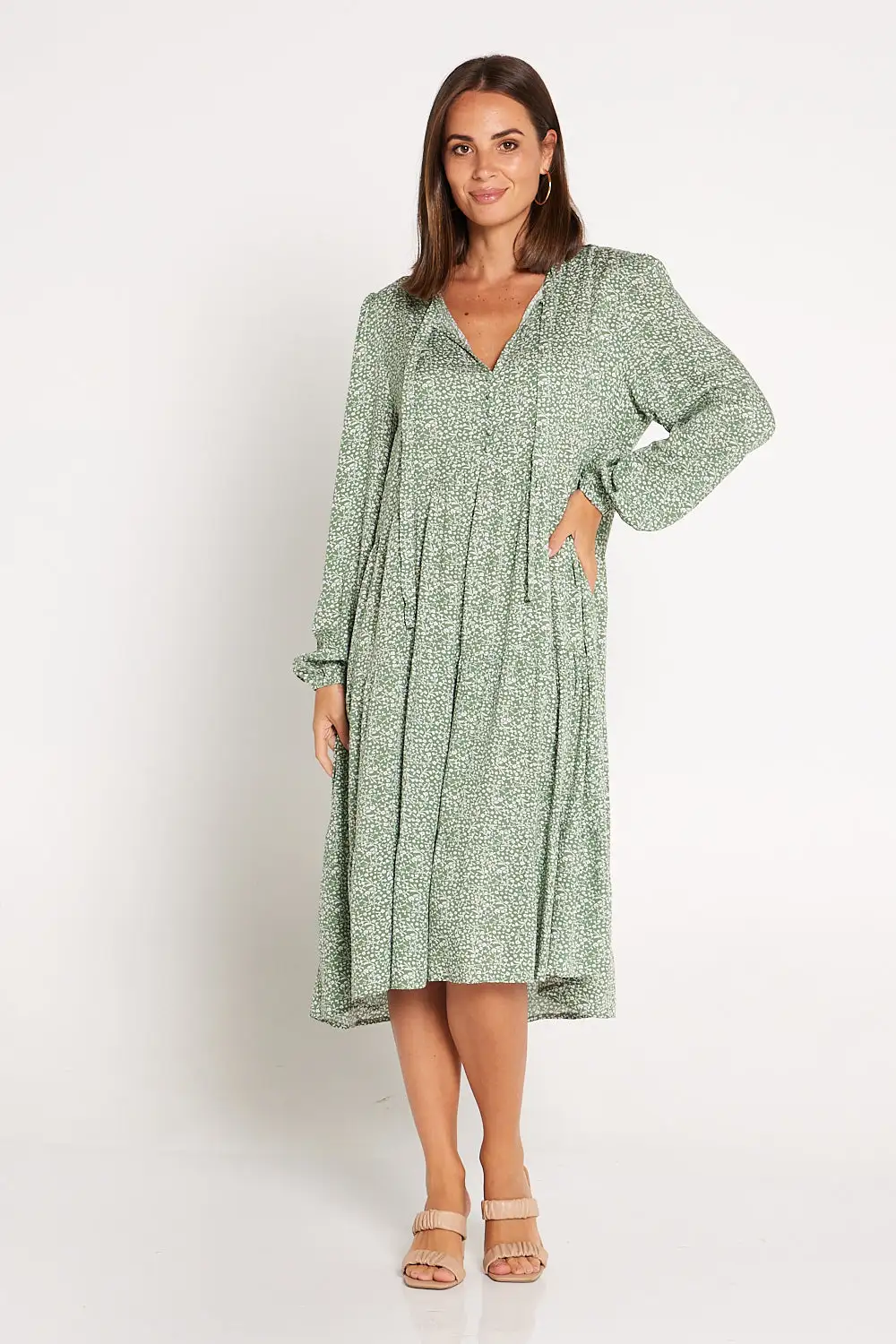 Everly Dress - Sage Ditsy Floral