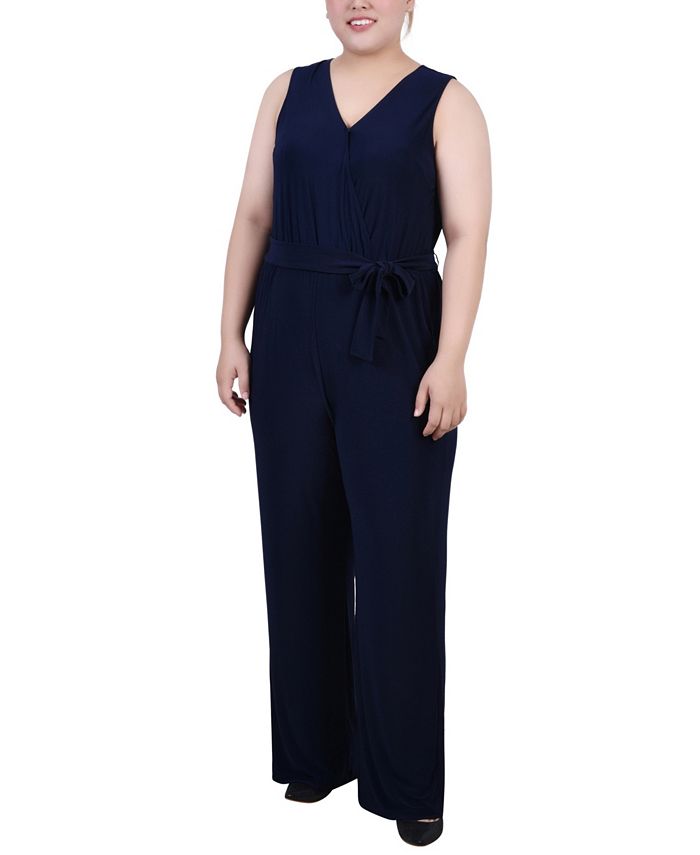 Plus Size Sleeveless Belted Jumpsuit