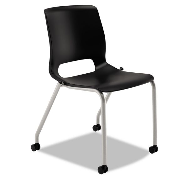 HON Motivate Four-Leg Stacking Chair with Plastic Seat， Supports 300 lb， 17.75