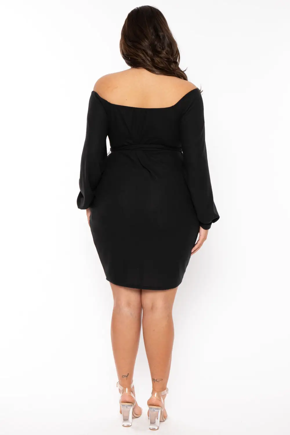 Plus Size Kiera Sweetheart Sweater Dress- Black