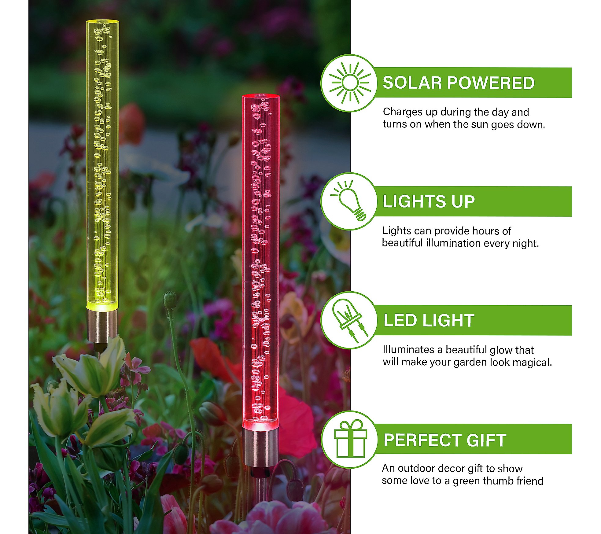 Exhart Solar 2pc Color Changing Stationary Bubb e Stakes