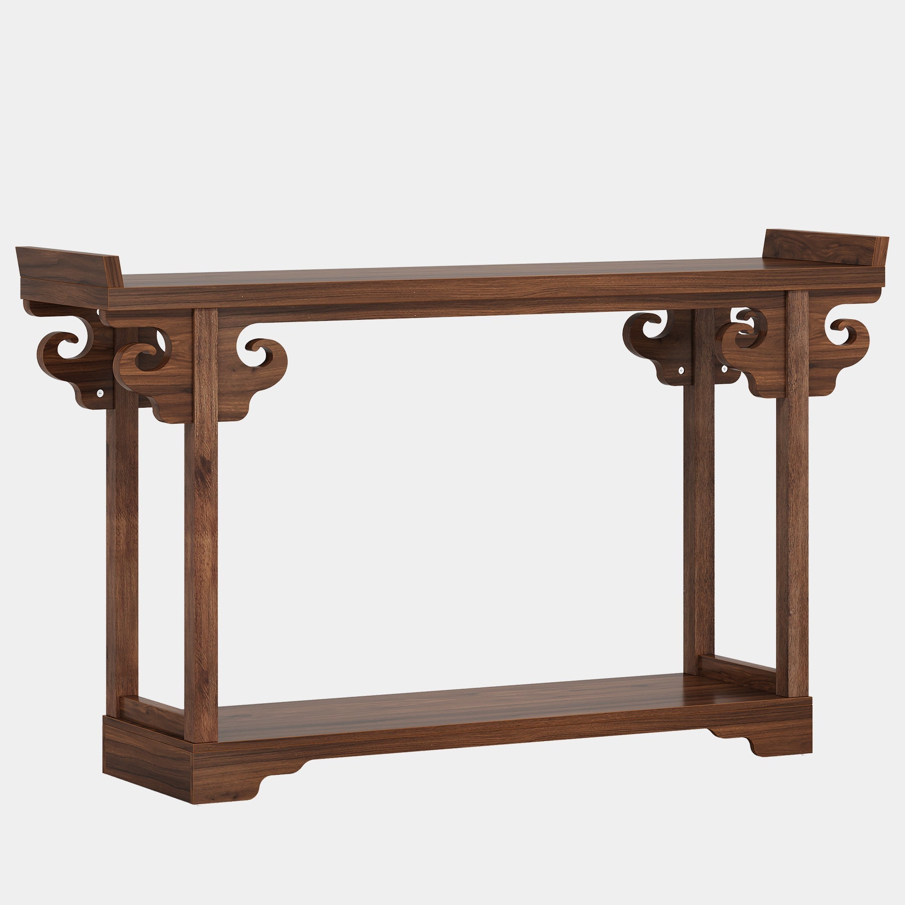 55 Inches Console Table, Farmhouse Sofa Table with 2-Tier Storage Shelves