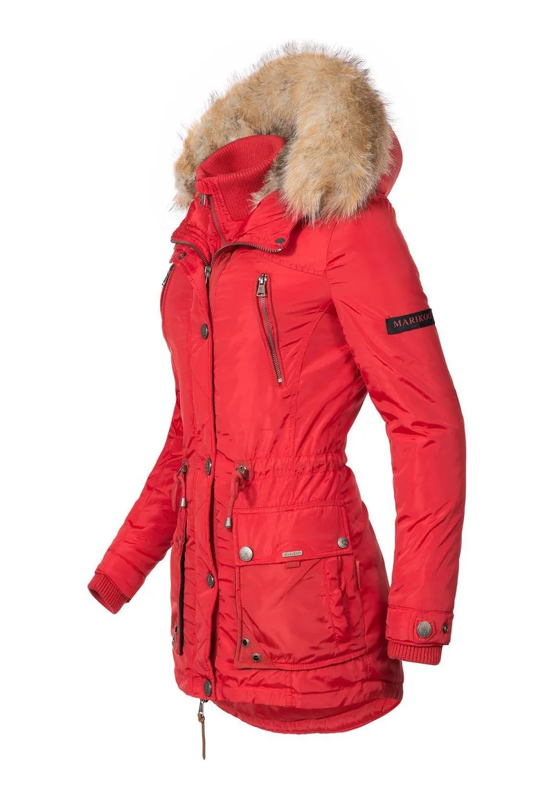 Ladies fur collar parka Beige