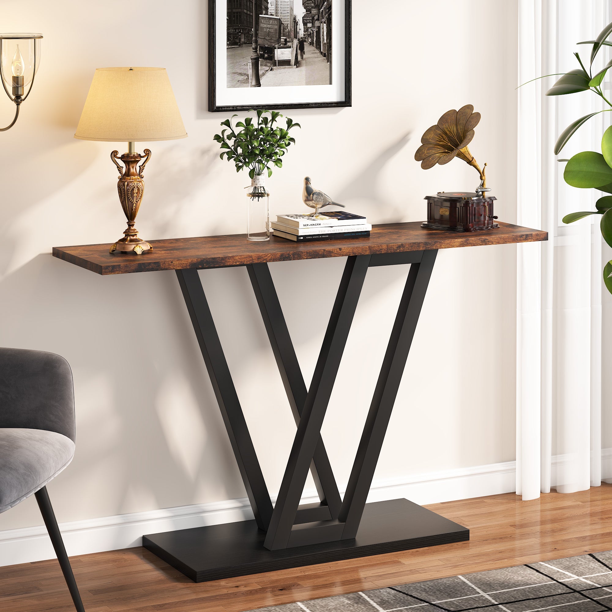 43 Inch Console Table, Industrial Entryway Hallway Table