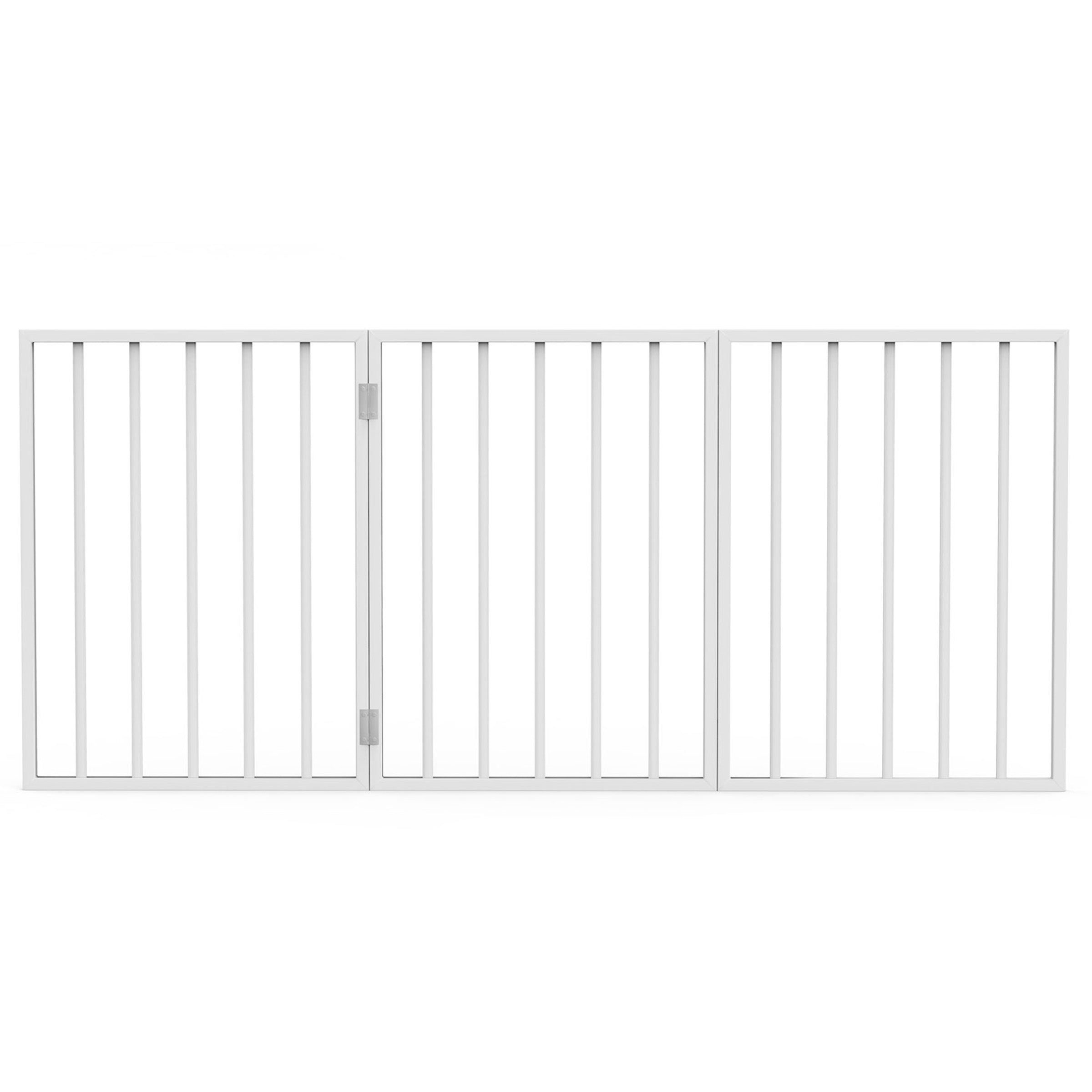 Pet Gate – Dog Gate for Doorways， Stairs， or Rooms – 24-inch Freestanding， Folding， Accordion Style， Wooden Indoor Dog Fence by PETMAKER (White)
