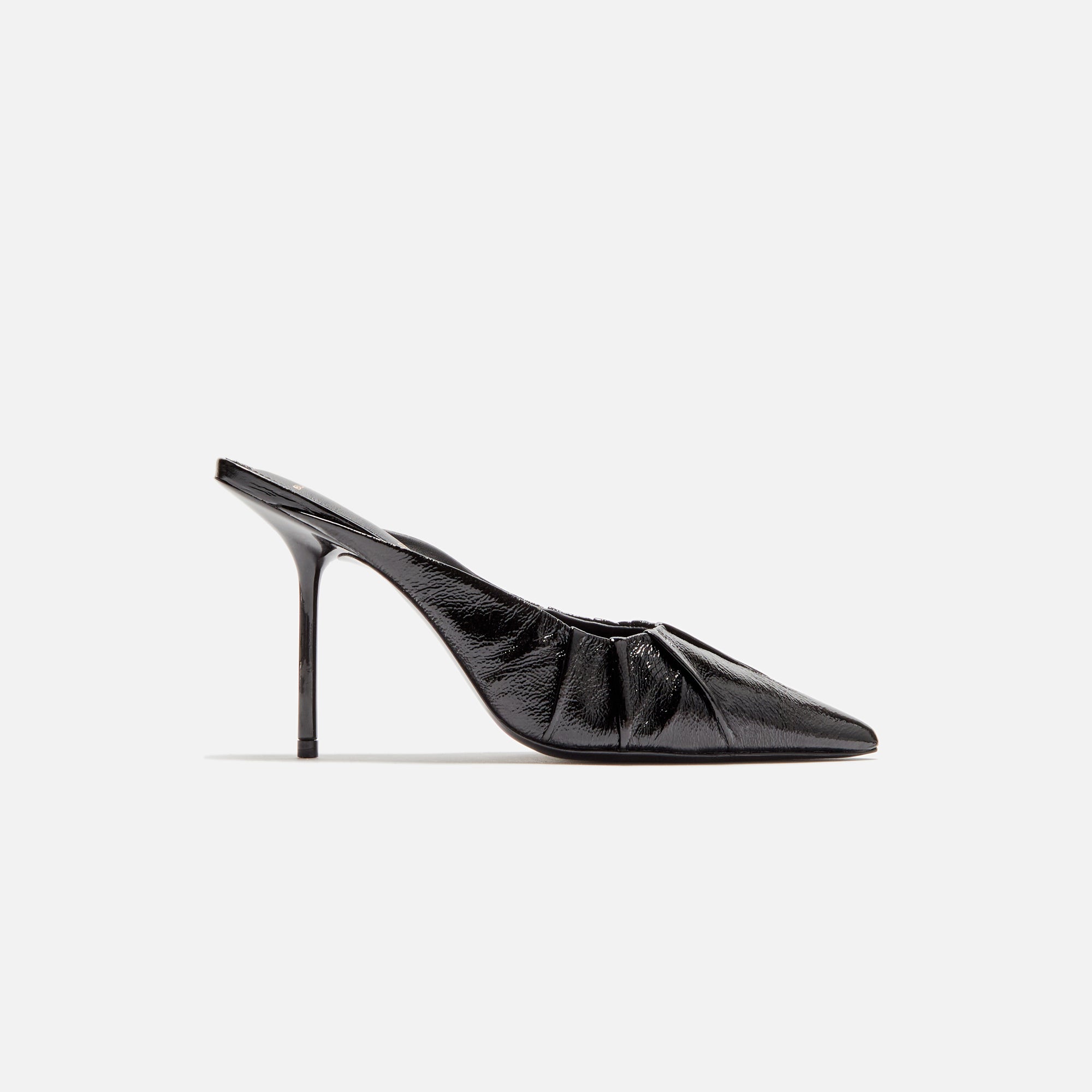 Black Suede Studio Piazza Mule - Black Patent Leather