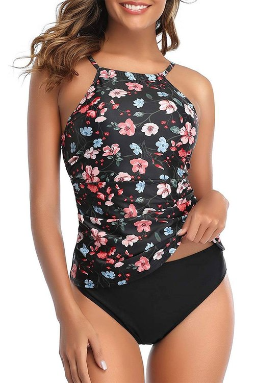 High Necked Stylish Tankini Swimsuit