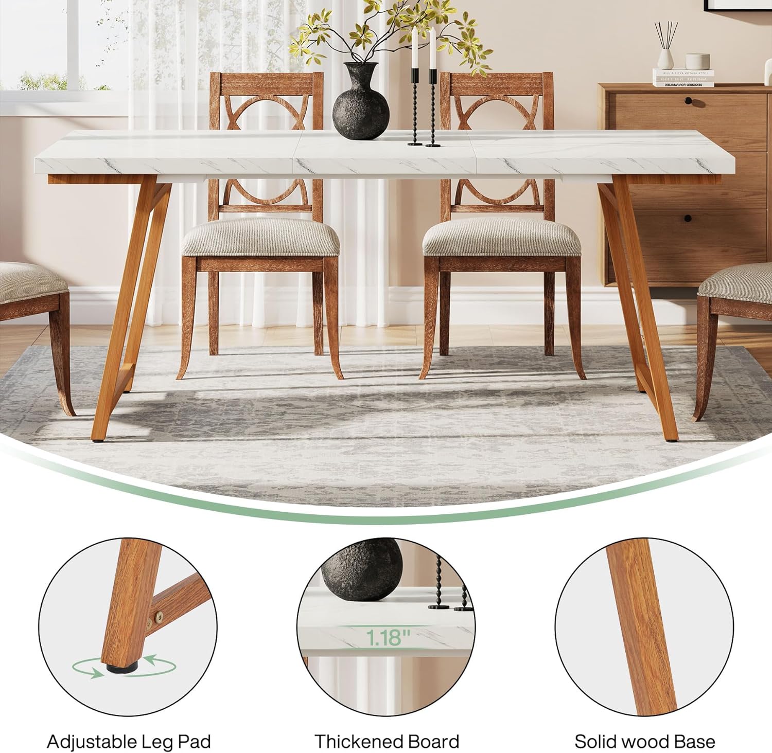 Dining Table for 6 People, 62.9