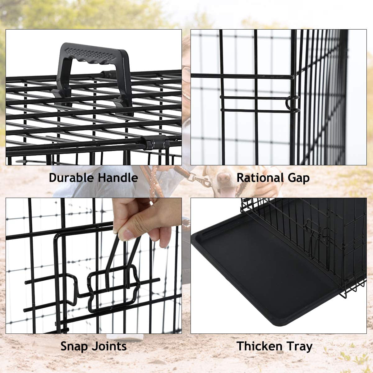 Dkelincs 48 inch Dog Cage Large XXL Dog Crates for Large Dogs Pet Animal Segregation Cage with Double-Door for Dog Training Indoor
