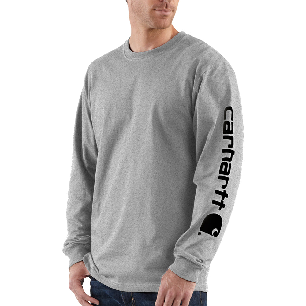 Carhartt Men's Signature Logo Long Sleeve T-Shirt_Heather Grey