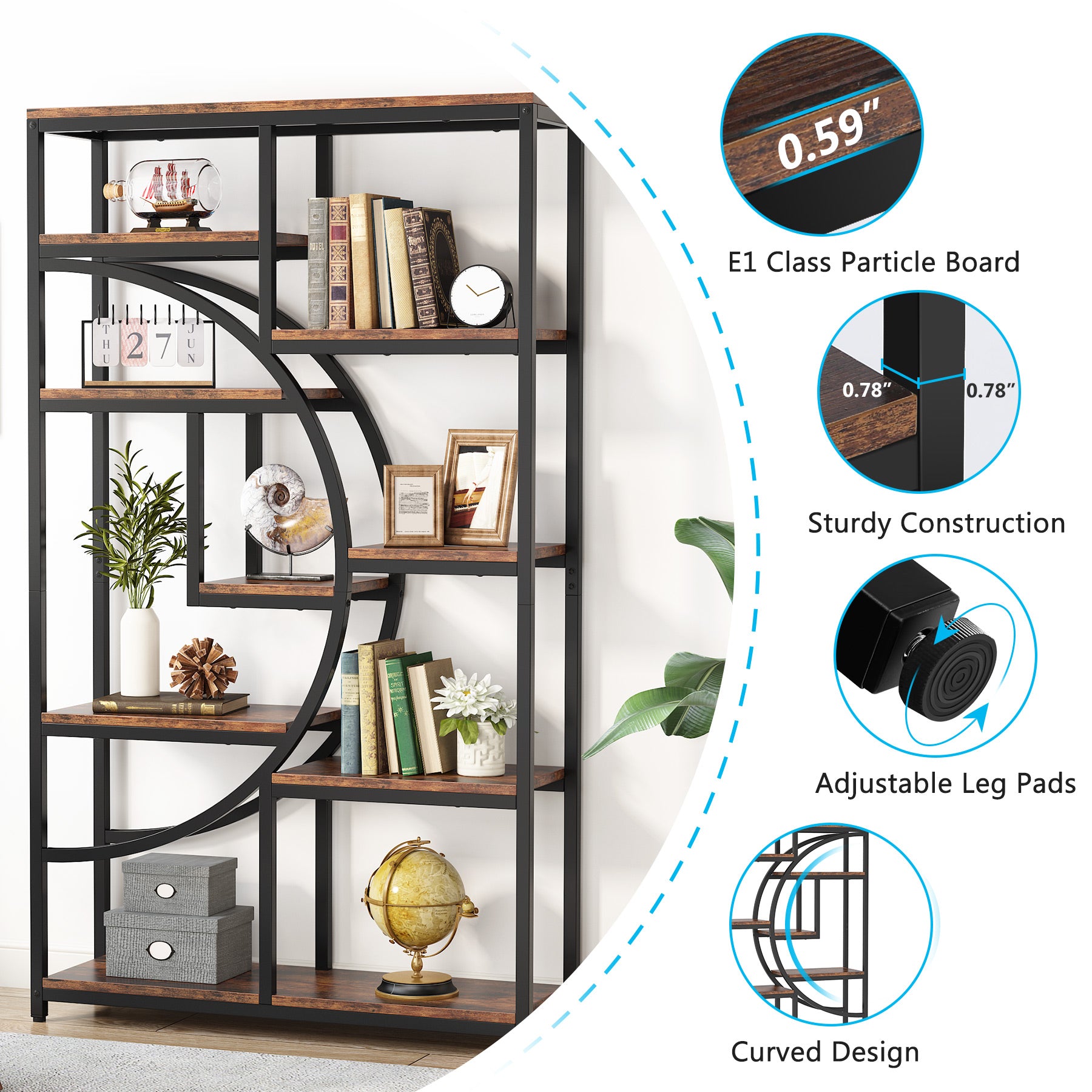 Freestanding Bookshelf, 68.9