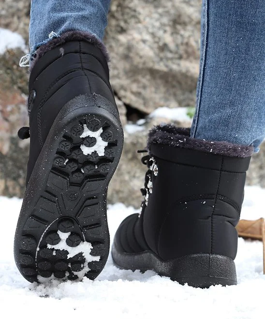 Black Lace-Up Snow Boot - Women