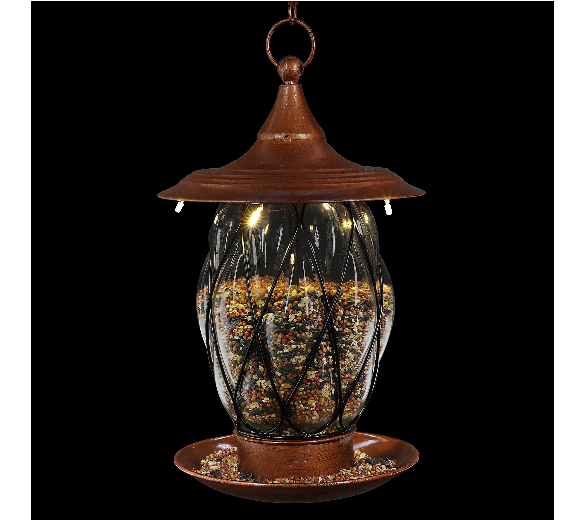 Exhart Solar Metal and Glass Bird Feeder