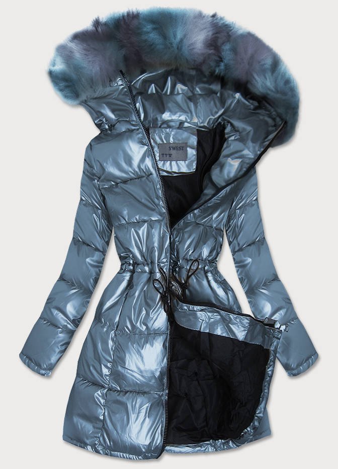 Shiny jacket with a hood