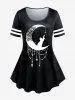 Cat Moon Printed Colorblock Tee and Skinny Leggings Plus Size Outfit