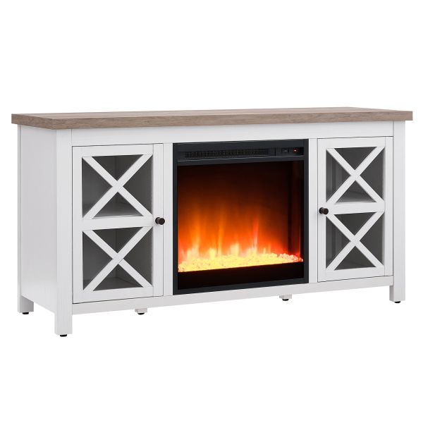 Colton Rectangular TV Stand with Crystal Fireplace for TV's up to 55