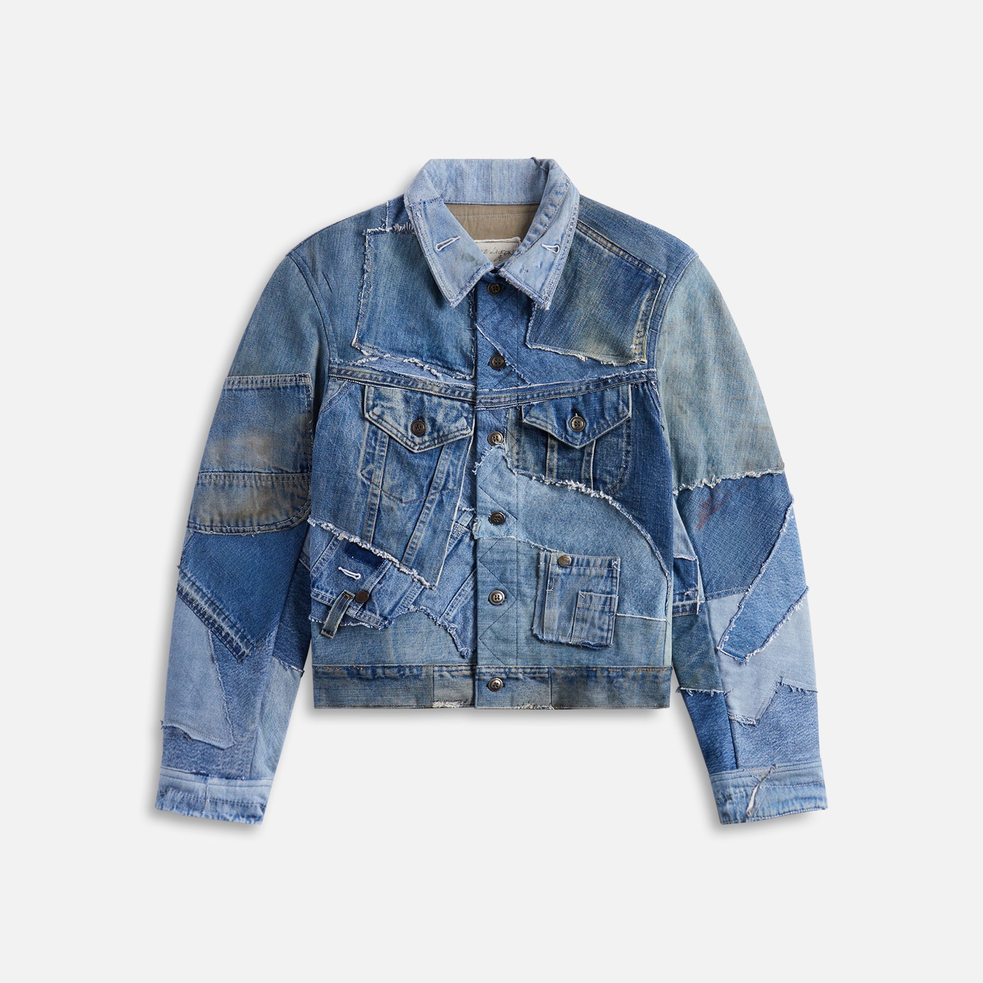 Greg Lauren Mixed Denim Trucker - Denim Blue