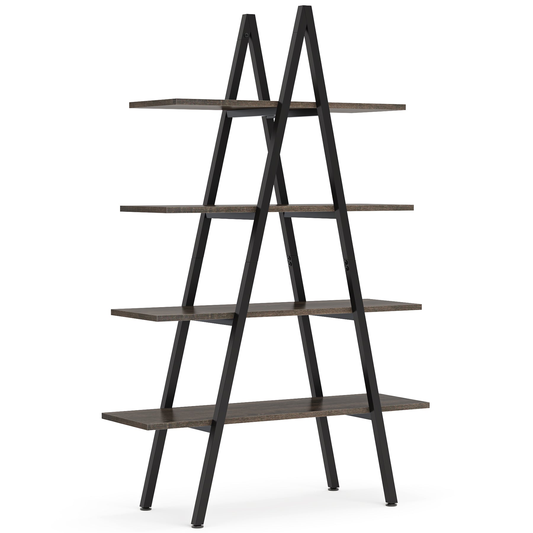 4-Tier Bookshelf, A-Shaped Bookcase Industrial Ladder Display Shelf