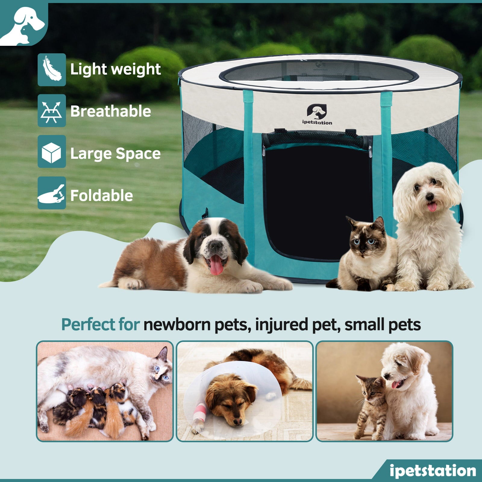 LAKWAR Large Pet Playpen for Dogs and Cats， 44