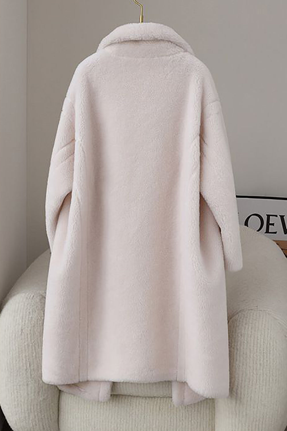 Brown Notched Lapel Long Teddy Wool coat